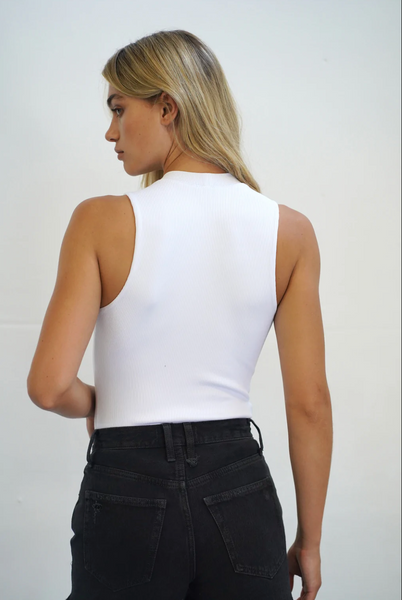 Ribbed Double Layer Tank - White
