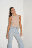 Ribbed Double Layer Tank - Nude