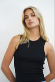 Ribbed Double Layer Tank - Black
