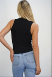 Ribbed Double Layer Tank - Black
