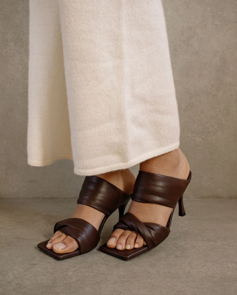 Twist Strap Heel - Coffee Brown