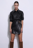 Petronella Leather Skirt - Black