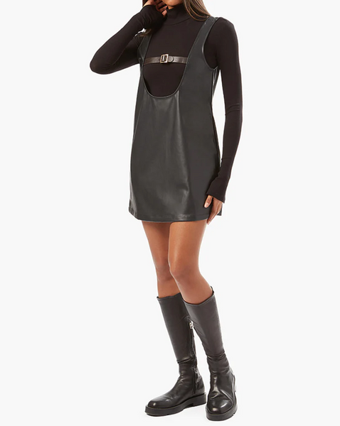 Vegan Leather Buckle Front Tunic