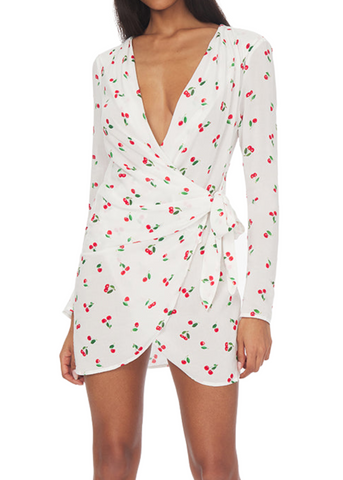 Cowl Neck Mini Wrap Dress