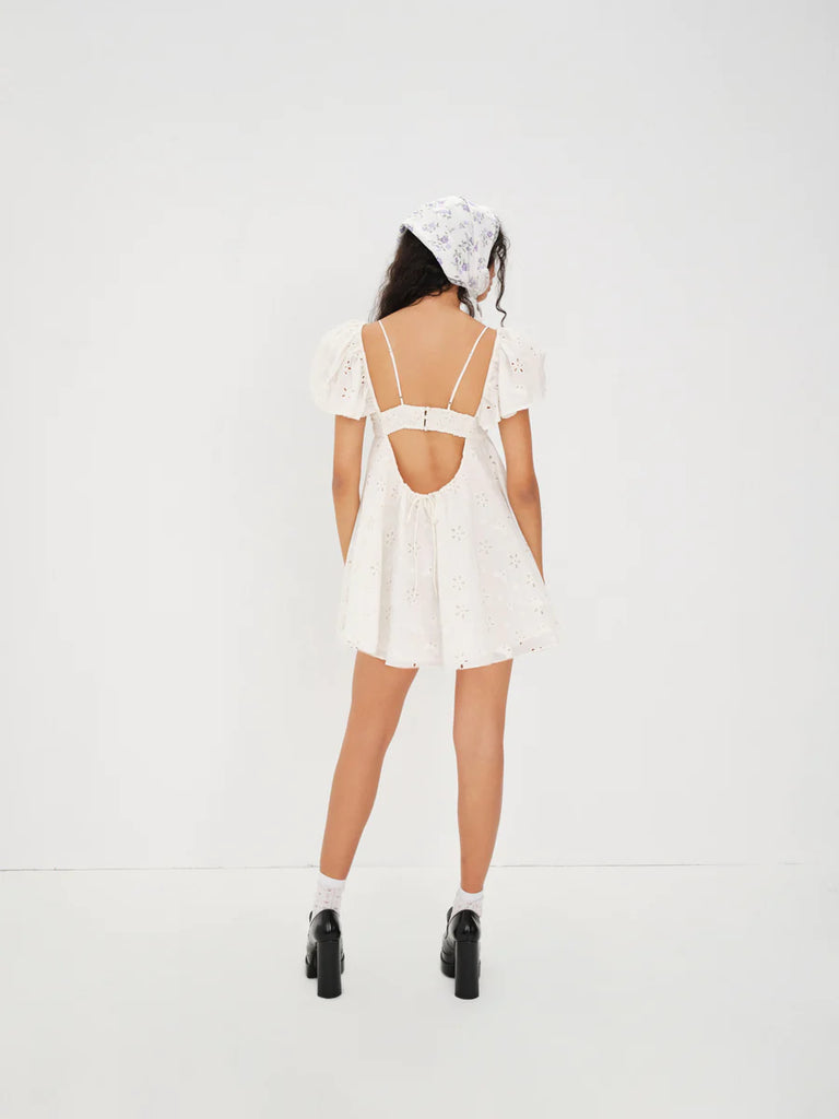 for love and lemons weston mini dress For Love & Lemons Weston Denim Mini Dress Pink Floral CD2082-SP20