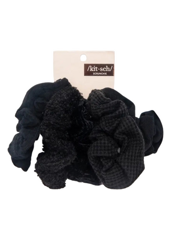 Assorted Textured Scrunchies - Black