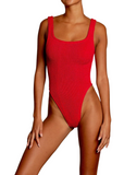 Square Neck One Piece - Red