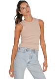 Ribbed Double Layer Tank - Nude