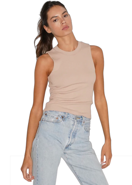 Ribbed Double Layer Tank - Nude