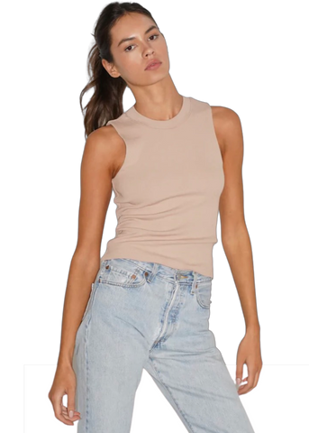 Ribbed Double Layer Tank - Nude