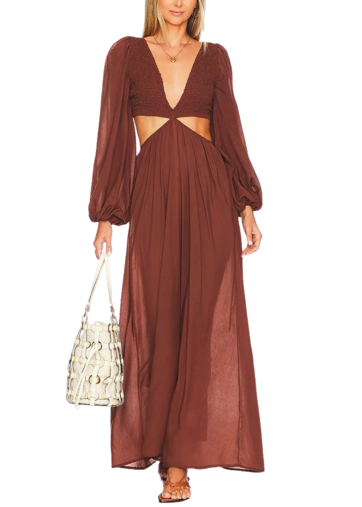 indah julie maxi dress Indah Julie Cutaway Maxi - Cafe
