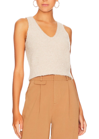 Cropped Boucle V-Neck Tank