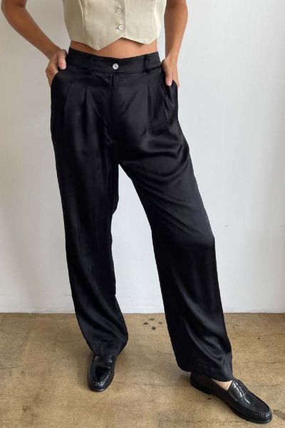 Silky Pleated Trouser - Jet
