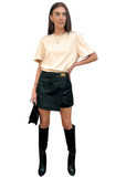 Petronella Leather Skirt - Black