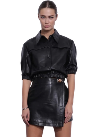 Paris Leather Top - Black