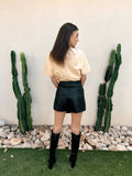 Petronella Leather Skirt - Black