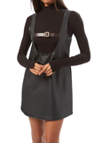 Vegan Leather Buckle Front Tunic