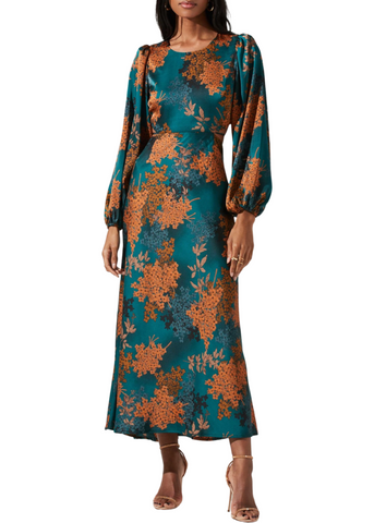 Quinn Dress - Green Rust Floral