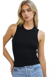 Ribbed Double Layer Tank - Black