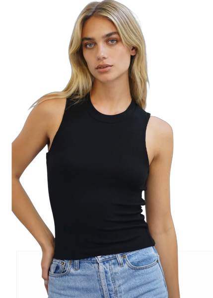 Ribbed Double Layer Tank - Black