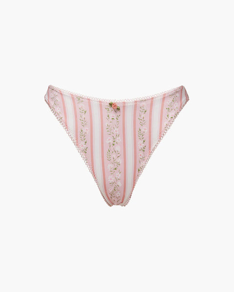 Rosette Scoop Bottom - Baby Pink Floral Stripe