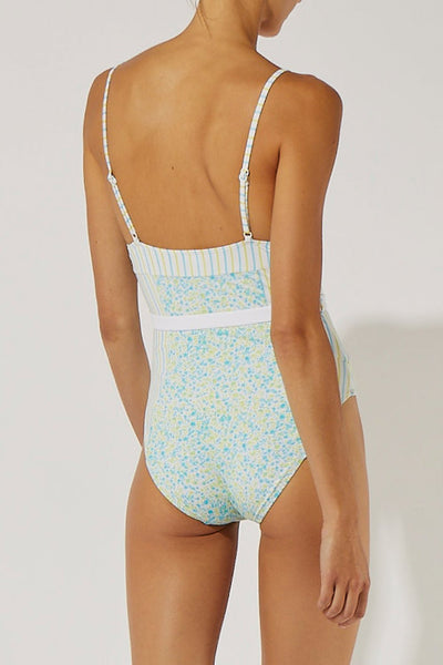 Spencer One Piece - Ditsy Floral/Pinstripe