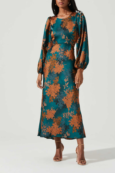 Quinn Dress - Green Rust Floral